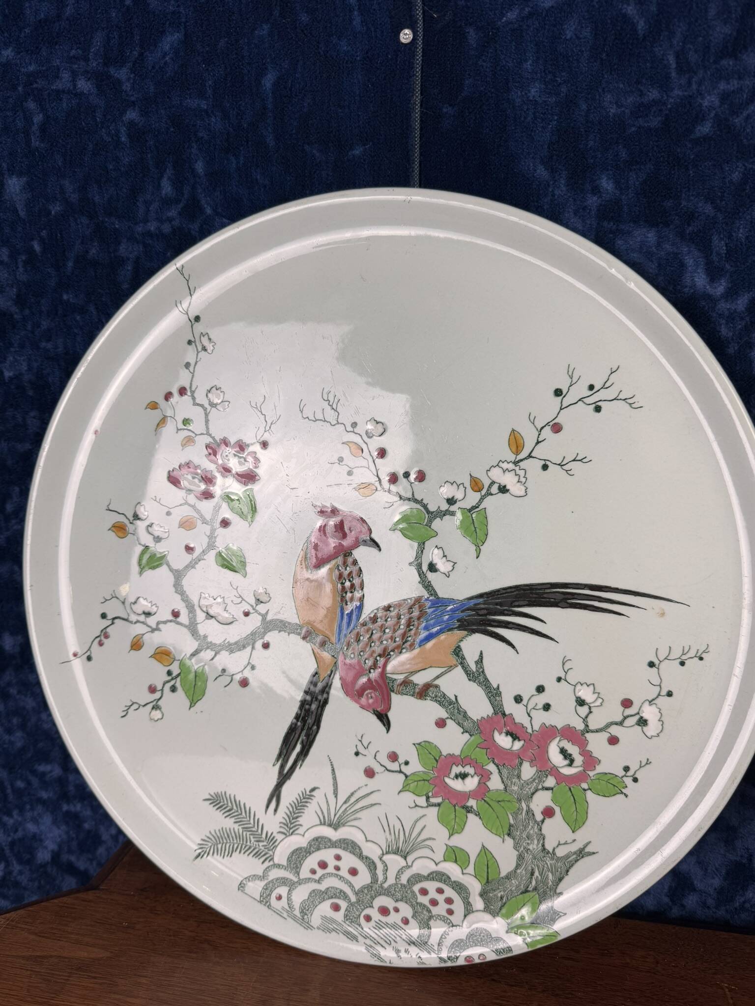 Longwy: large earthenware and enamel pie dishes in Japanese style