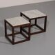 Rare 1970s cubic wenge & marble side tables by Claus Bonderup & Torsten Thorup