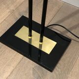Floor lamp in black lacquered metal and brass