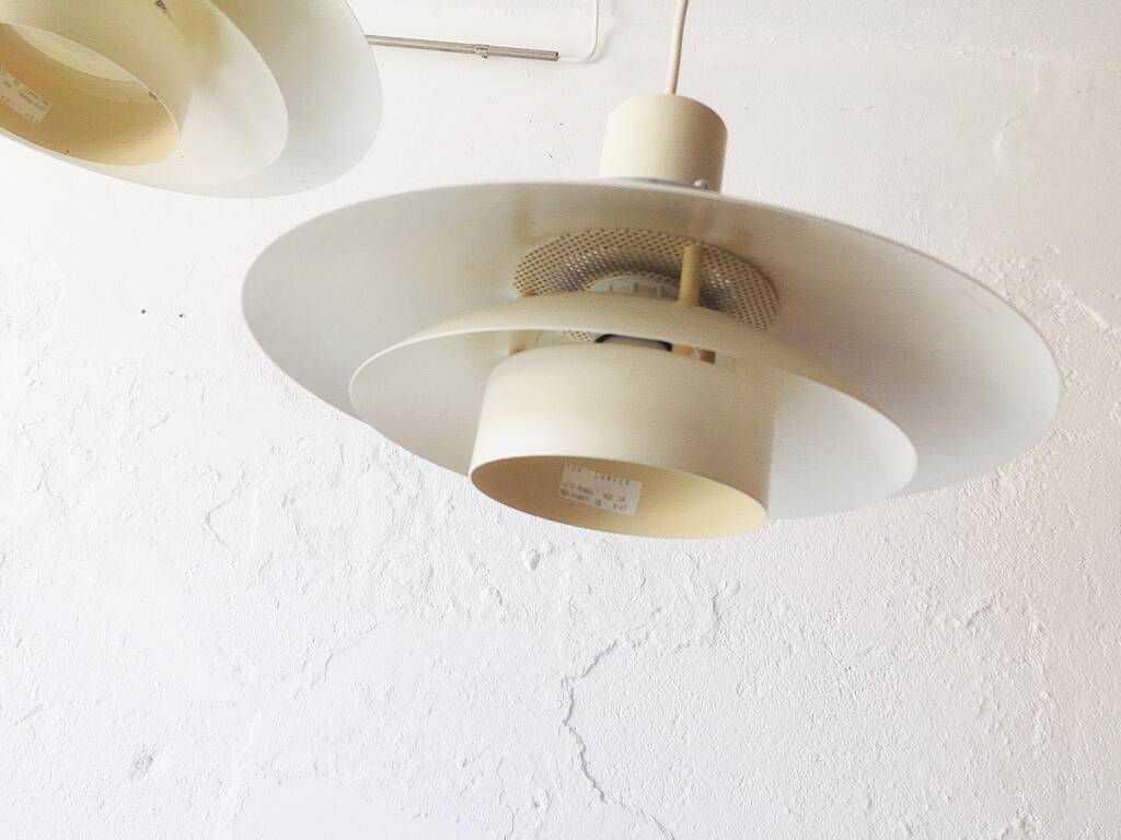 Danish pendant light in beige metal and chrome metal, 1970