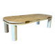 Vintage travertine and golden brass coffee table