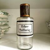 Ether sulfuriq apothecary bottle: transparent glass and metal