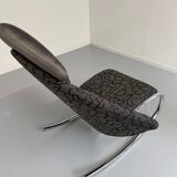 French design rocking chair in fabric and metal from the 70s/80s