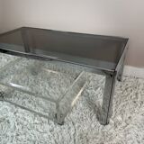 Chrome coffee table and smoked glass from the 70s