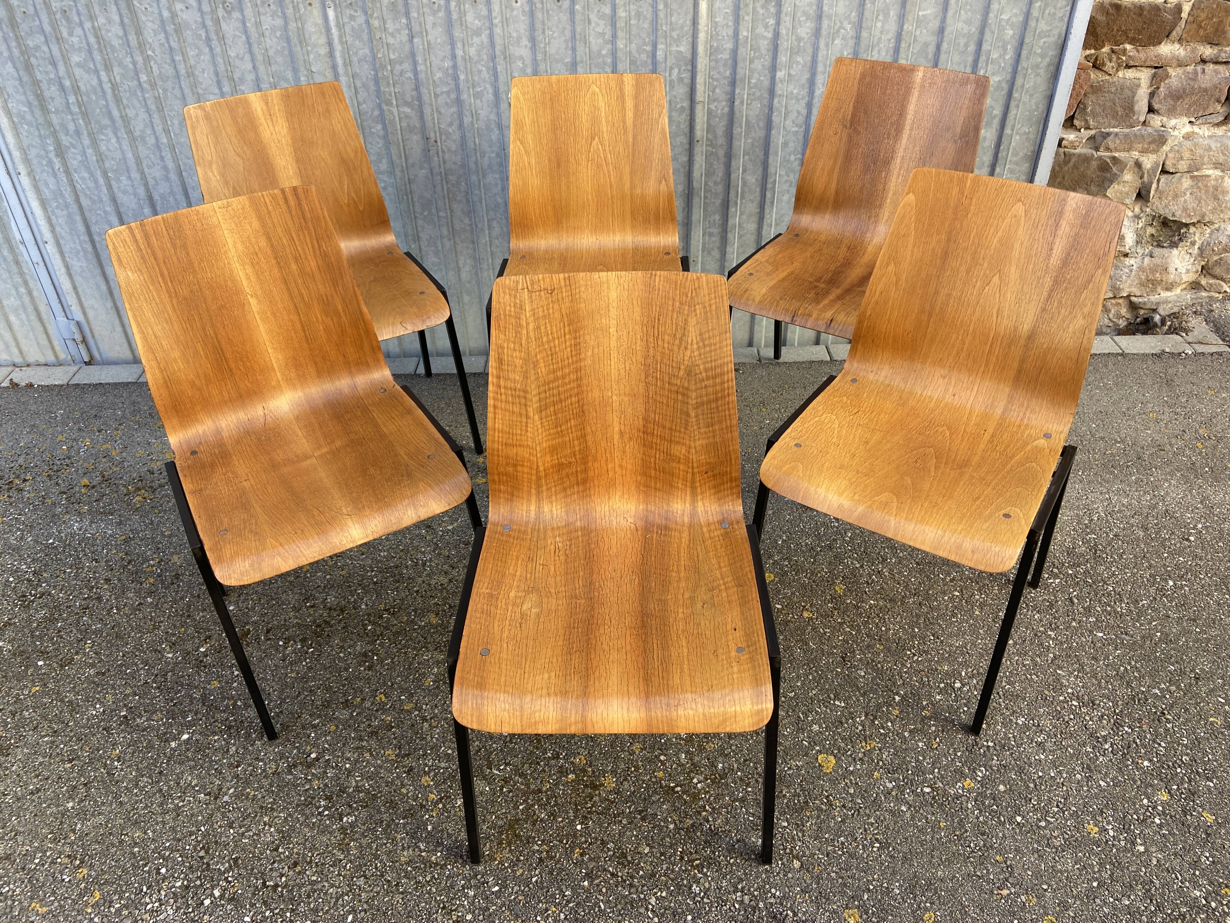 6 chairs Design Drabert Germany 1970 Scandinavian vintage