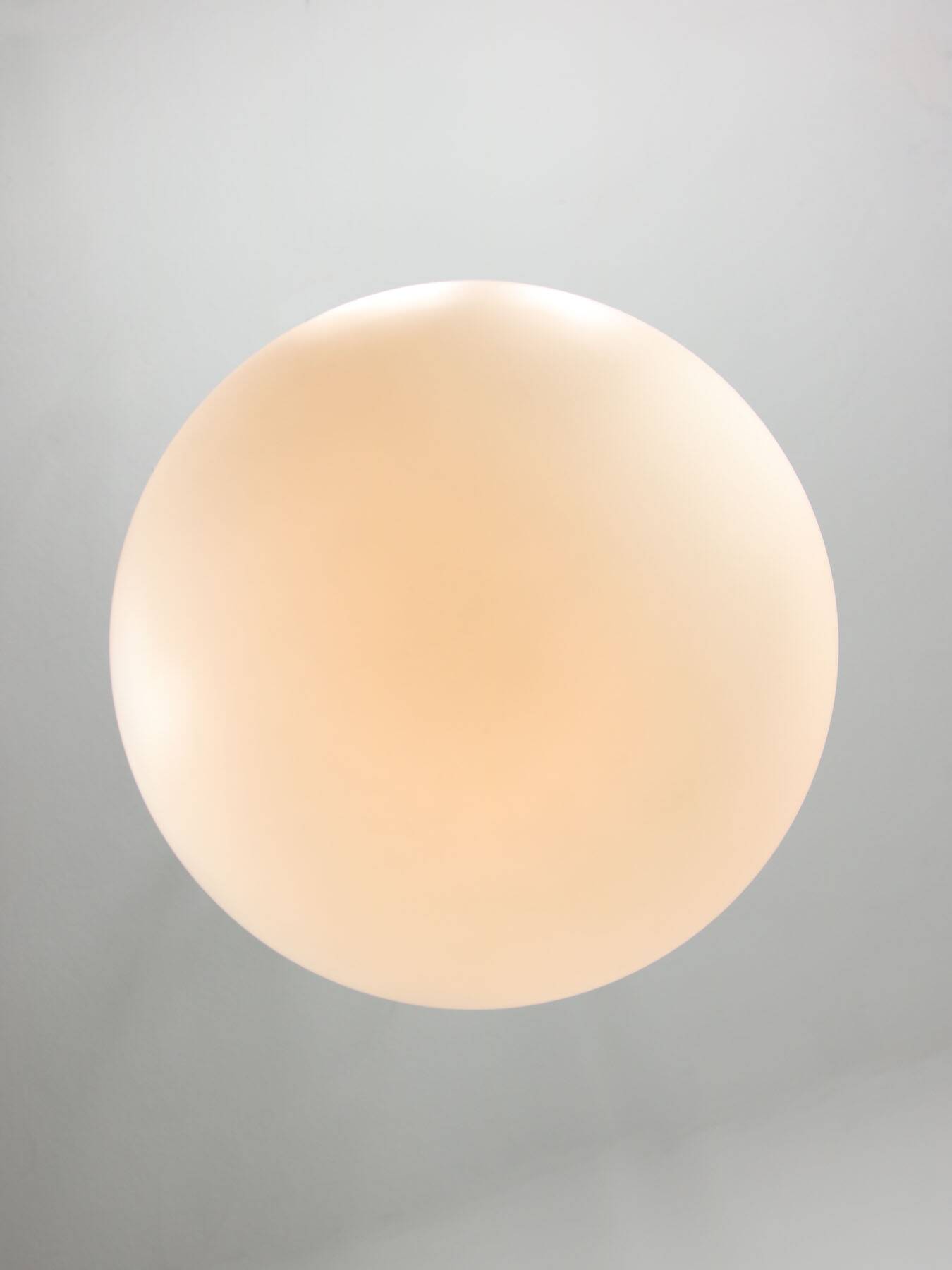 Large mid-century italian opaline & brass sphere pendant lamp