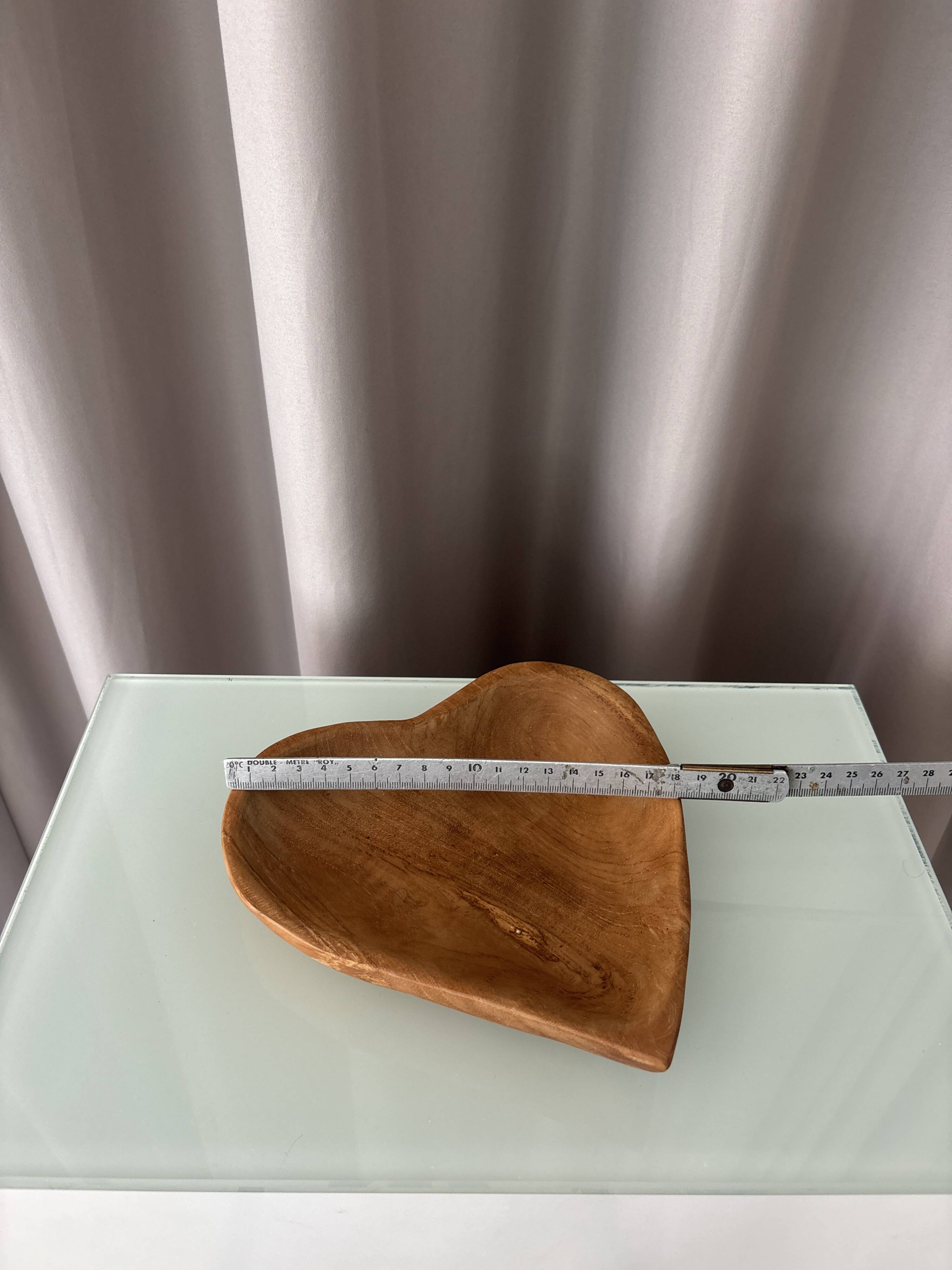 Hand-Carved Heart-Shaped Wooden Bowl | Rustic Cottagecore Catchall