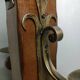 Medieval 2-light chandelier ~ hammered and patinated wrought iron ~ oak ~ 60s ~ France