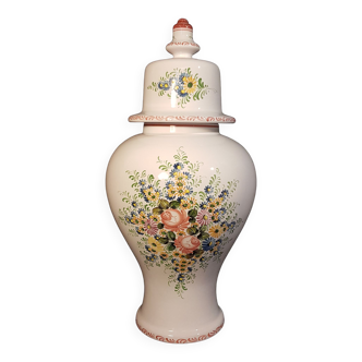 Potiche vase en céramique décor main