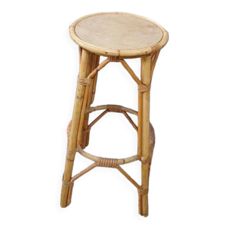 Tabouret de bar/sellette rotin ancien