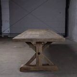 Table de ferme en chêne massif ancien pieds Etoile - longueur 200 cm