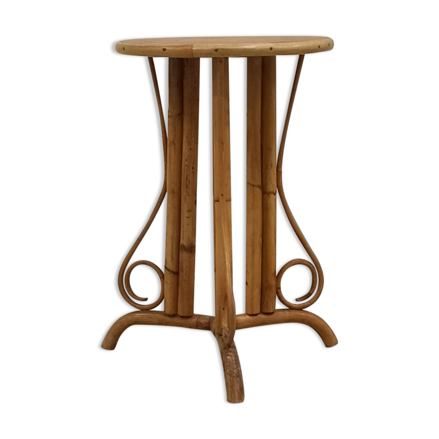 Bamboo and rattan pedestal table