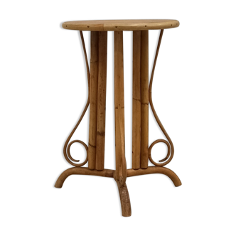 Bamboo and rattan pedestal table