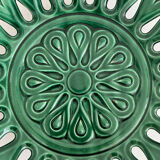 Vintage openwork green ceramic fruit bowl