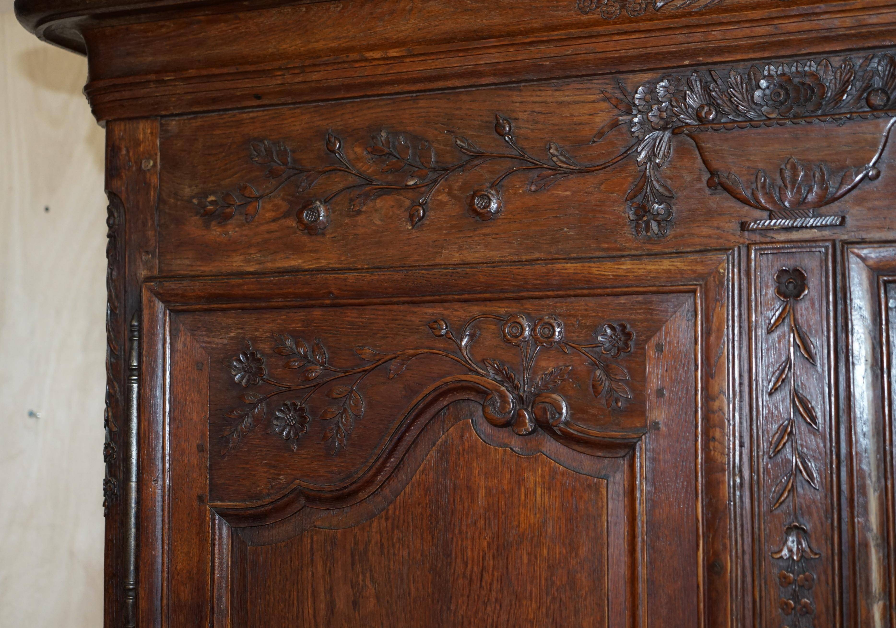Antique Carved Wardrobe Dated 1844 with Shaped Panels