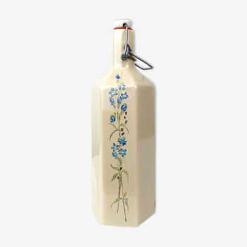 Bottle painted in Alsace sandstone hexagonal shape - flower pattern