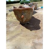 3 cast iron planters from 1900 from Charleville-Mézières, rockery style