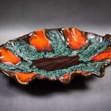 Large Vallauris ceramic bowl in the shape of a leaf