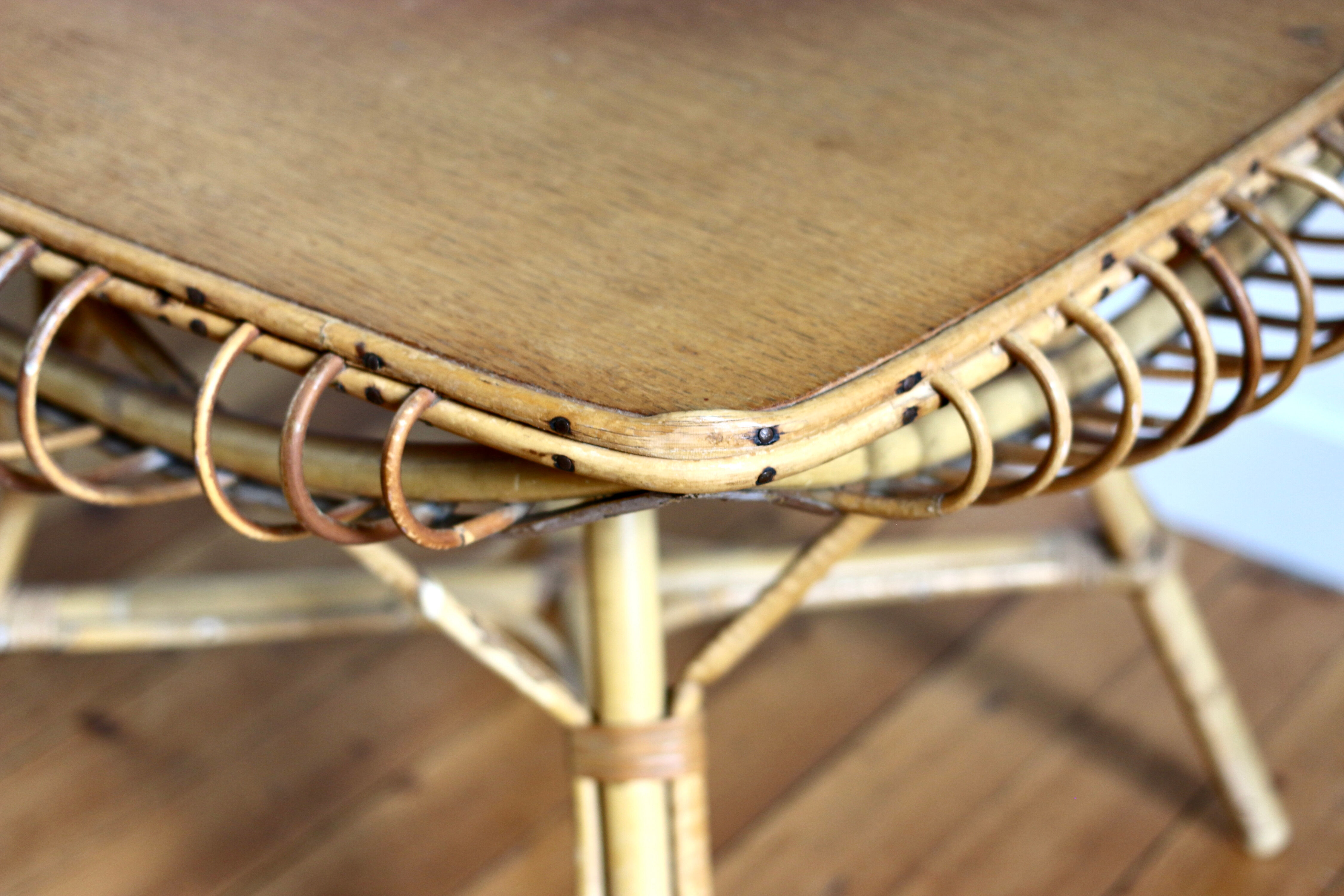 Vintage rattan coffee table 1960