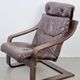 Vintage Armchair in Brown Leather and Bentwood attributed to Coja, 1970s
