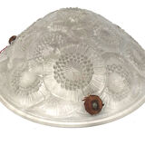 Art Deco pendant lamp, pressed glass basin, molded