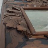 Pair of oils on cardboard with carved wooden frame. Spain 1950s.