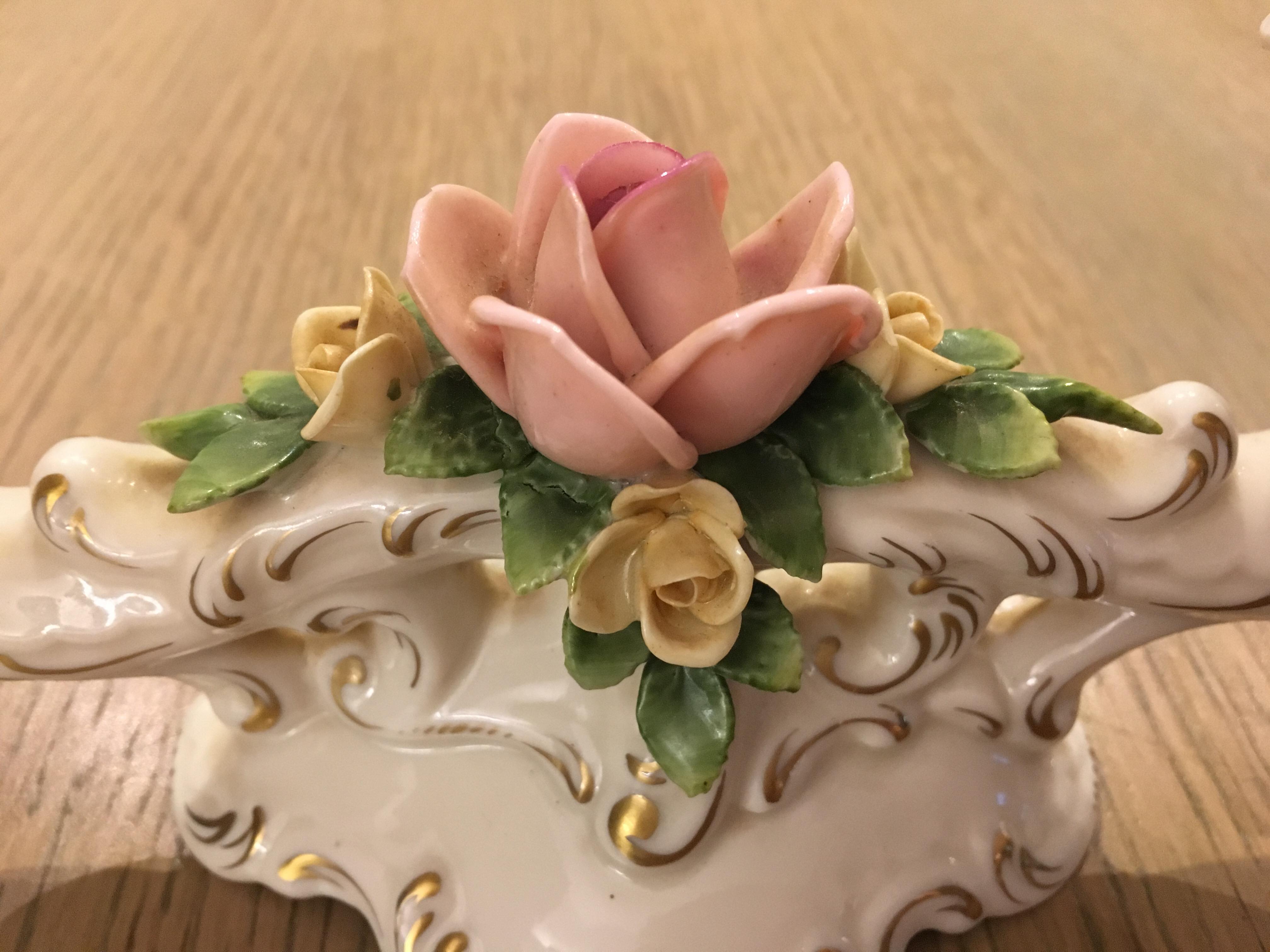 Ancient candlestick two porcelain branch