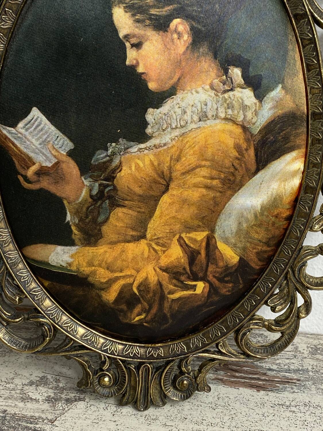 Brass frame and silk upholstery