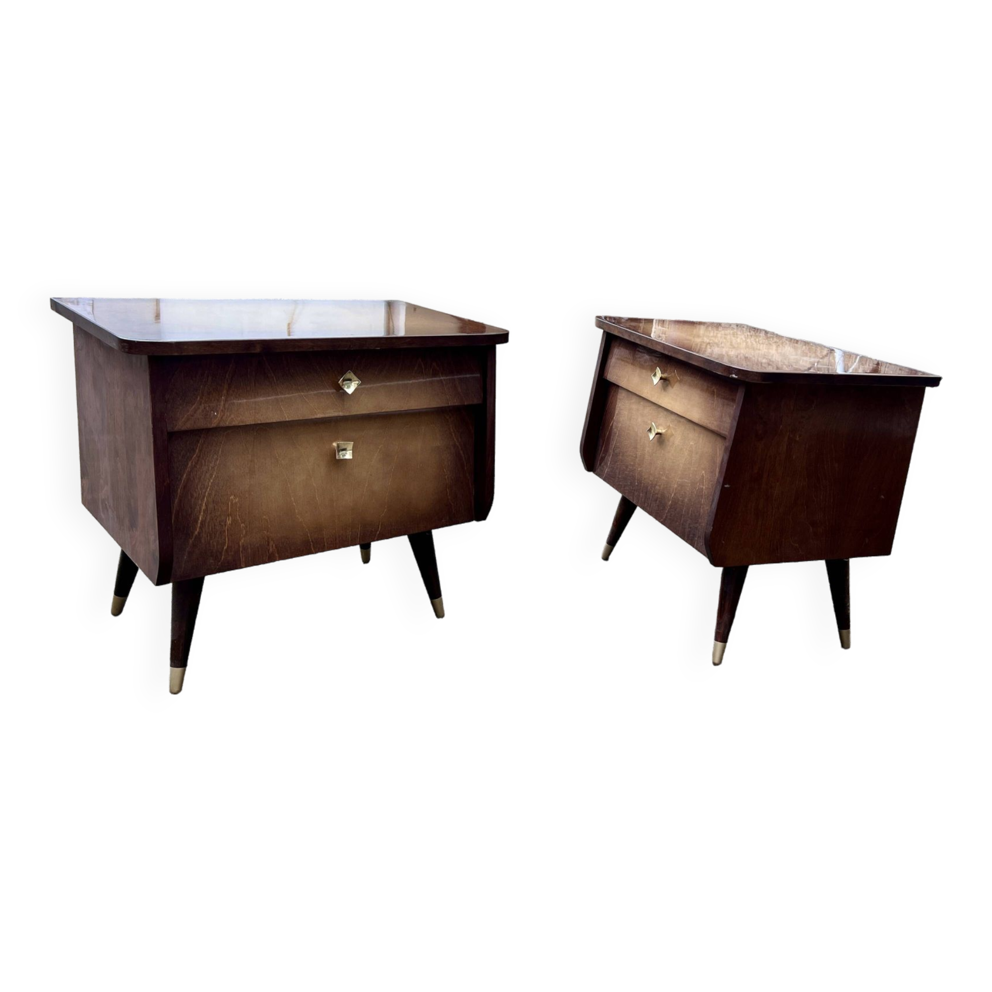 Pair of bedside tables, end of vintage sofa, old 1950