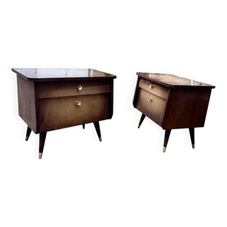 Pair of bedside tables, end of vintage sofa, old 1950