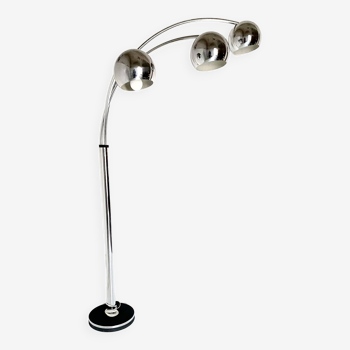 Vintage chromed floor lamp with flexible lights spots, Reggiani, Italy 1960s