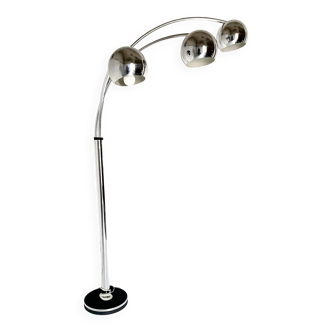 Vintage chromed floor lamp with flexible lights spots, Reggiani, Italy 1960s