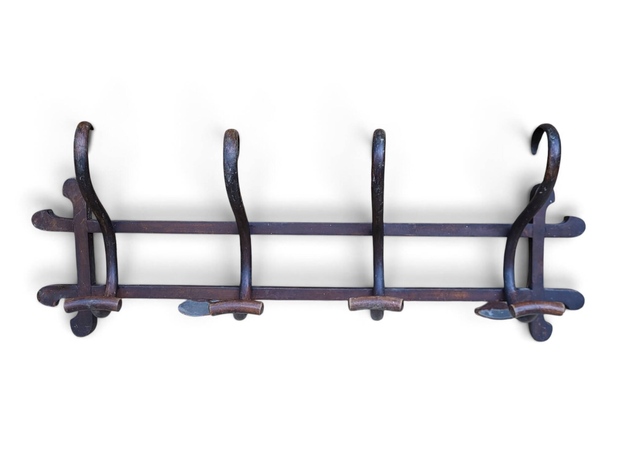 Wall coat rack / 4 hooks in the style of Thonet