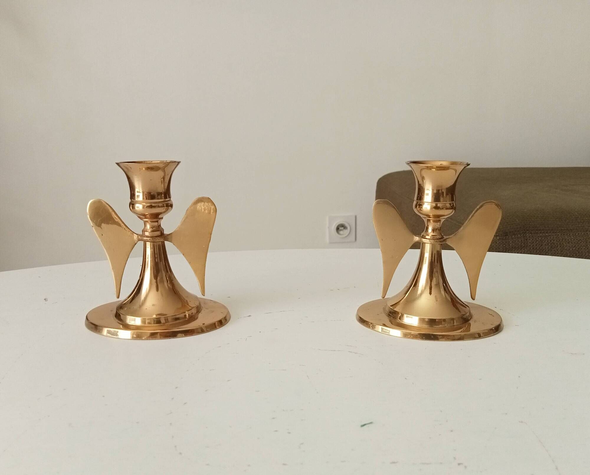 Pair of vintage winged candlesticks from the 60s/70s