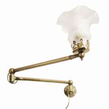 Vintage Brass and Molded Frosted Glass Articulated Wall Sconce - Style A