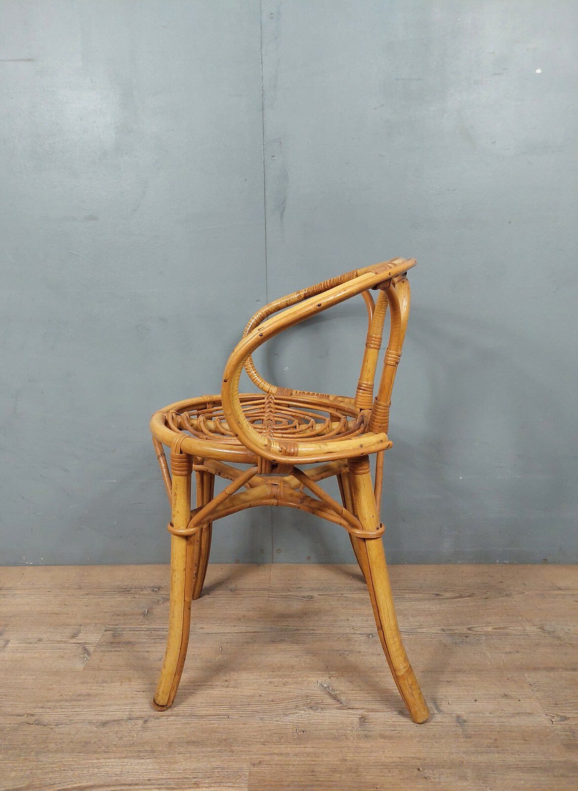 Vintage bamboo and rattan armchair