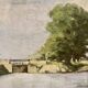 Painting of the lock and the beach of Neuilly Sur Marne signed by Bern 1948