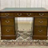 Late 19th century English mahogany desk with pedestals and leather top