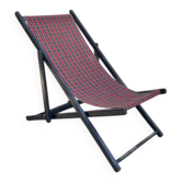 Folding deck chair WOOD and CANVAS Vintage