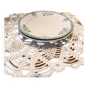 Set of 2 Sarreguemines 4003 plates with green arabesques and flowers