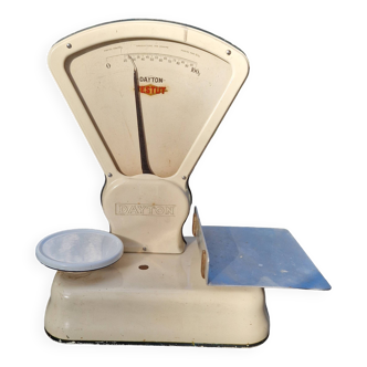 Antique Testut Dayton white bakelite grocery scale, 1960s