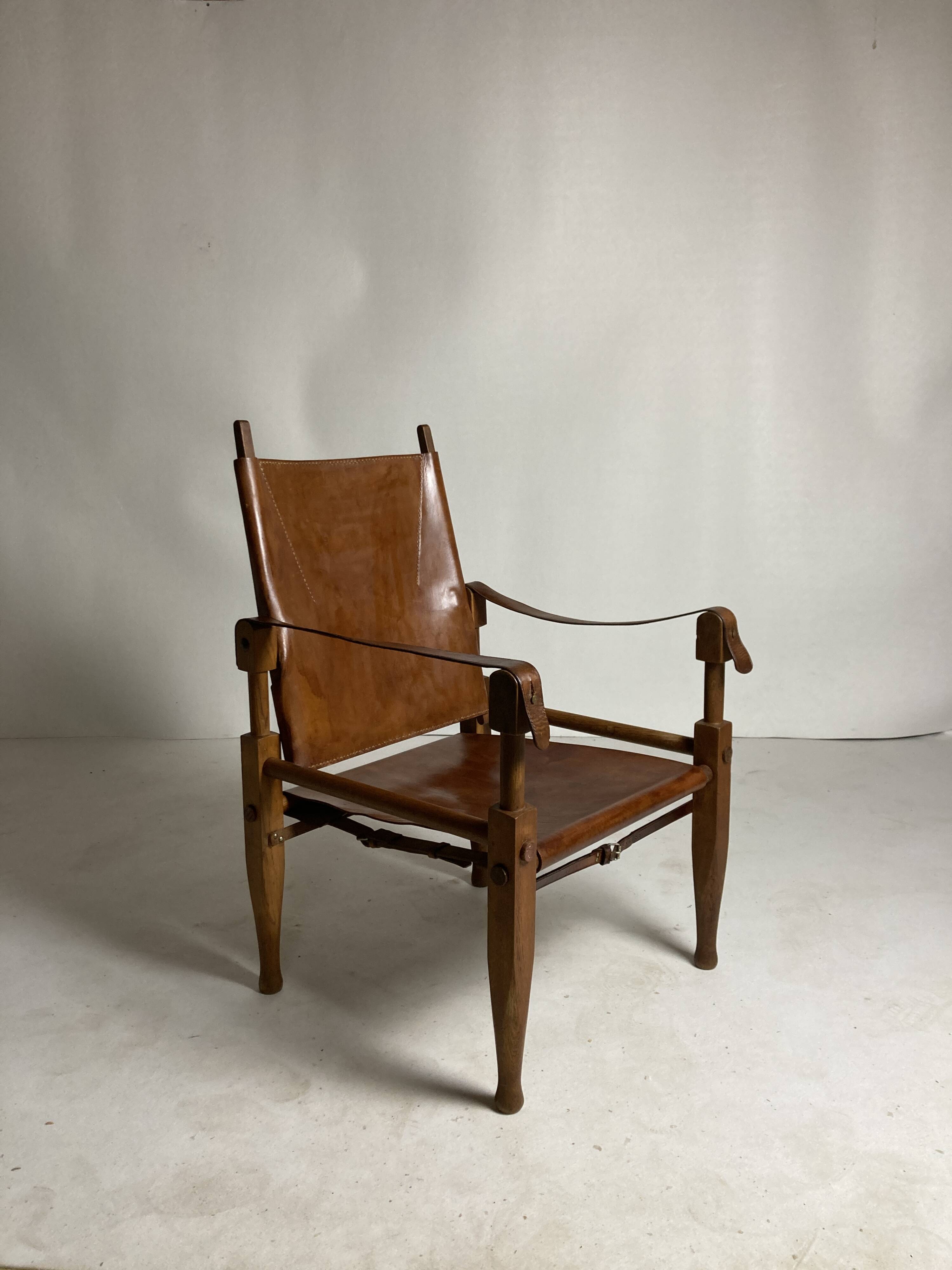 Leather safari armchair by Wilhelm Kienzle for Wohnbedarf, 1950s
