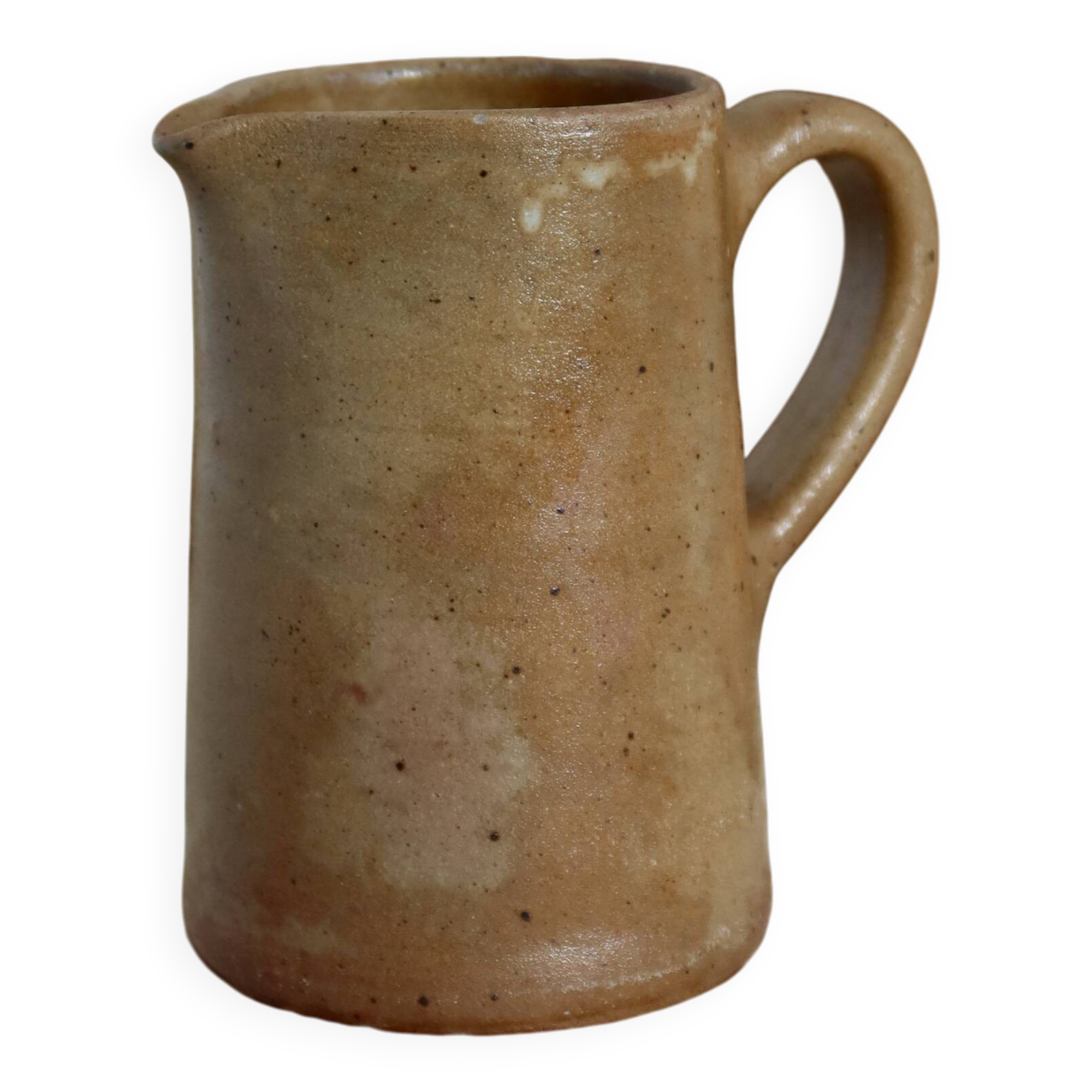 Vintage rustic speckled stoneware milk jug