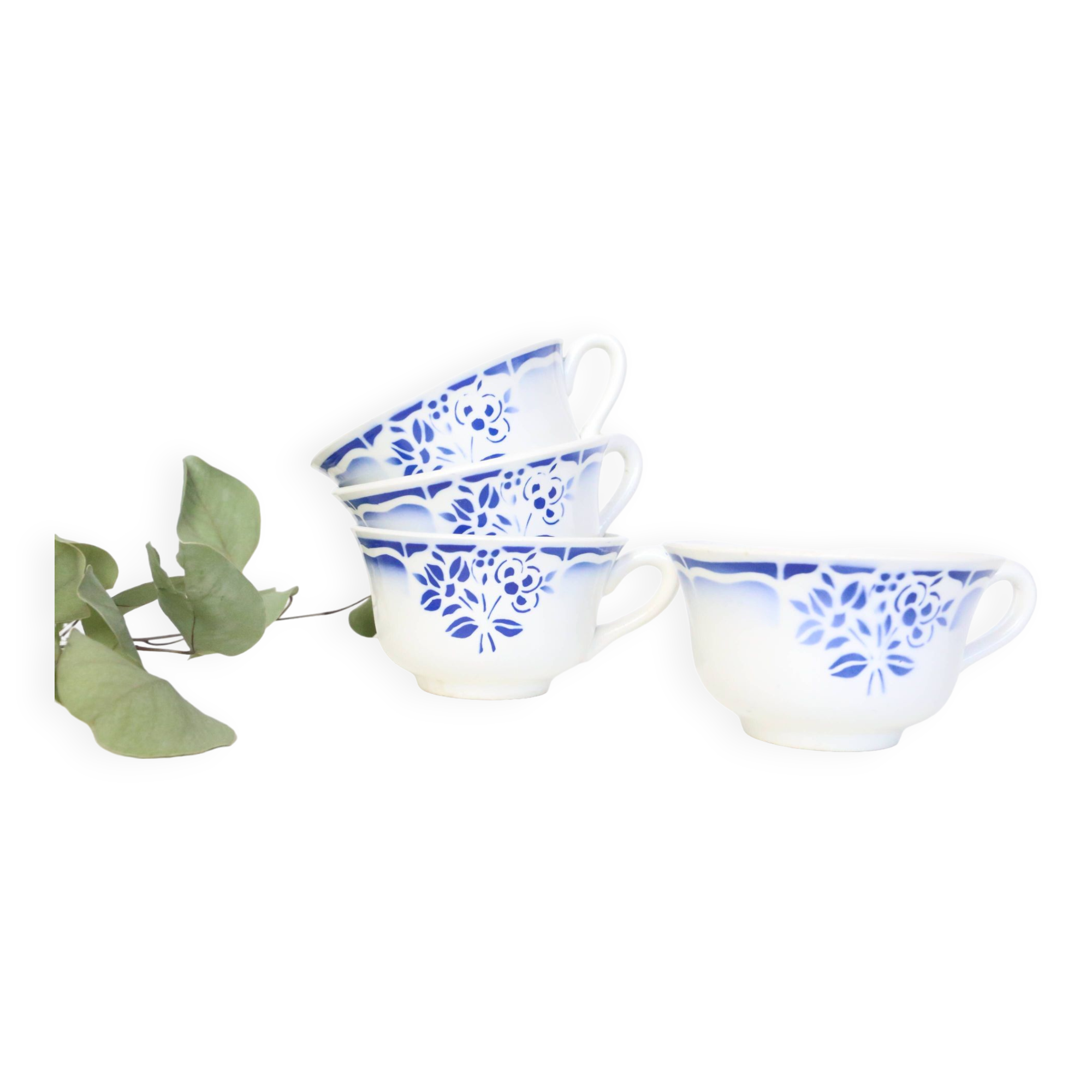 Set of 4 Céranord cups, vintage, French