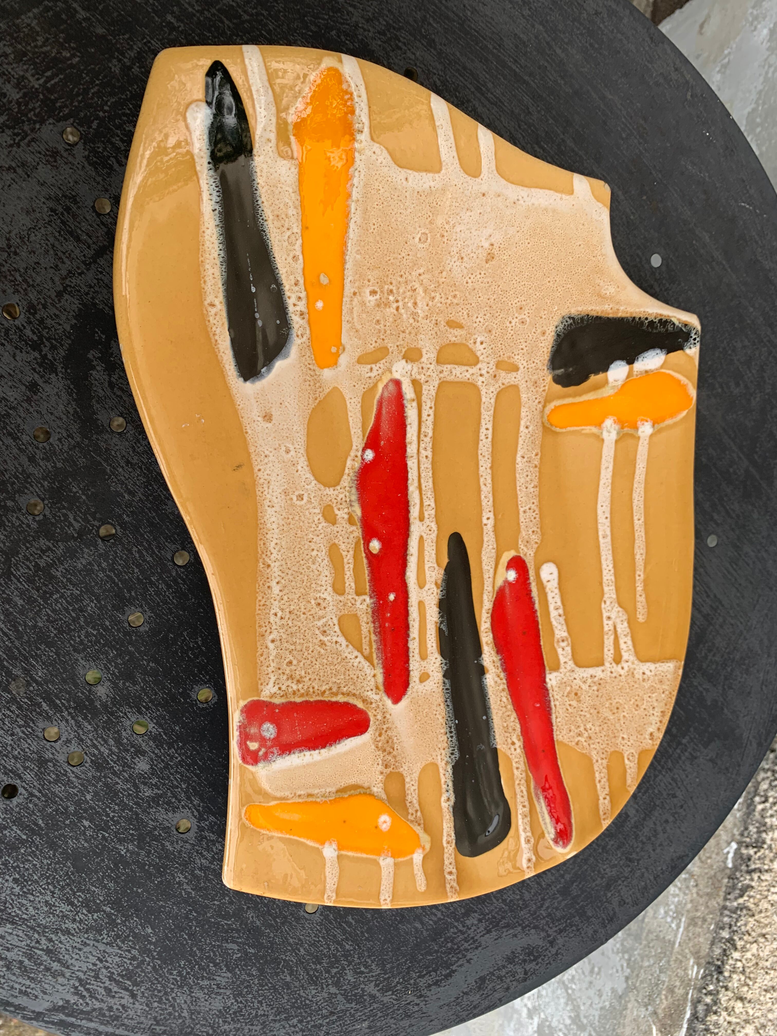 Flat, fruit cup design and vintage glazed ceramic
