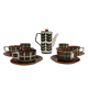 Tea service for Six vintage boch pattern brown, white and green