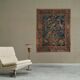 Mid Century wall tapestry with birds, animals, and leaves, Belgium 1960s.