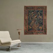 Mid Century wall tapestry with birds, animals, and leaves, Belgium 1960s.
