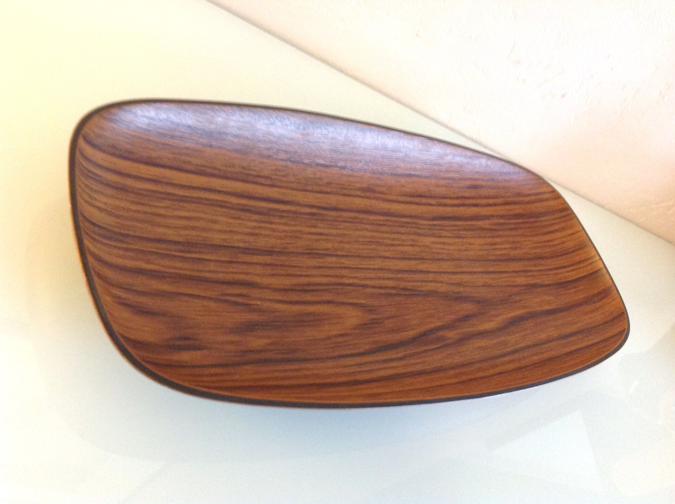 Oval flat imitation wood by Caleppio Robex / vintage 60s-70s