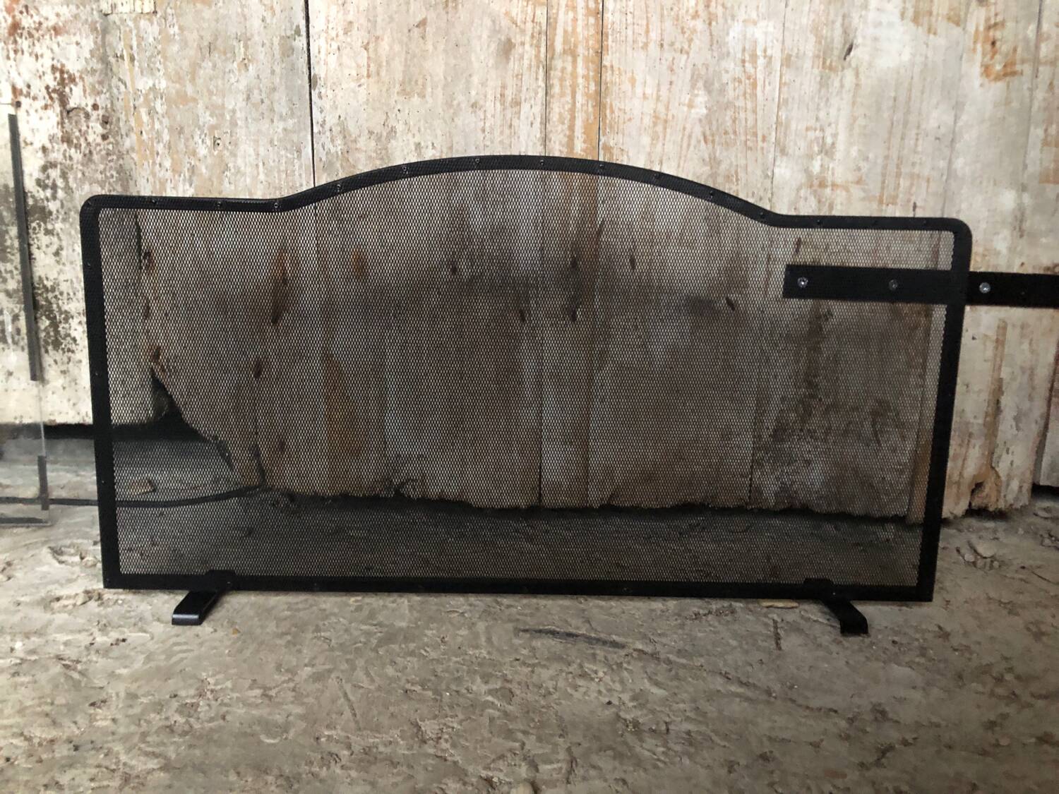 Black Metal Fireplace Fire Screen Vintage Mesh #A609
